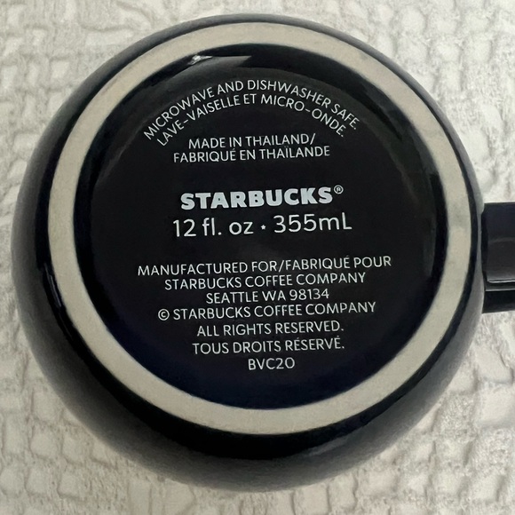 Starbucks Coffee Mug Poinsettia Tea Cup 2020 Navy Blue Holiday 12 oz. - Picture 5 of 7
